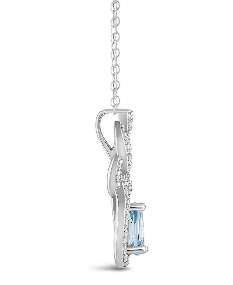 Macy's Topaz (3/8 ct. t.w.) Halo Pendant Necklace Sterling Silver