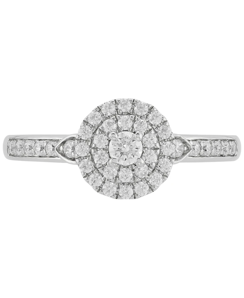 Forever Grown Diamonds Lab-Created Diamond Halo Cluster Ring (3/8 ct. t.w.) in Sterling Silver