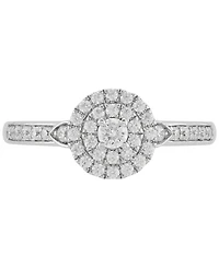 Forever Grown Diamonds Lab-Created Diamond Halo Cluster Ring (3/8 ct. t.w.) in Sterling Silver