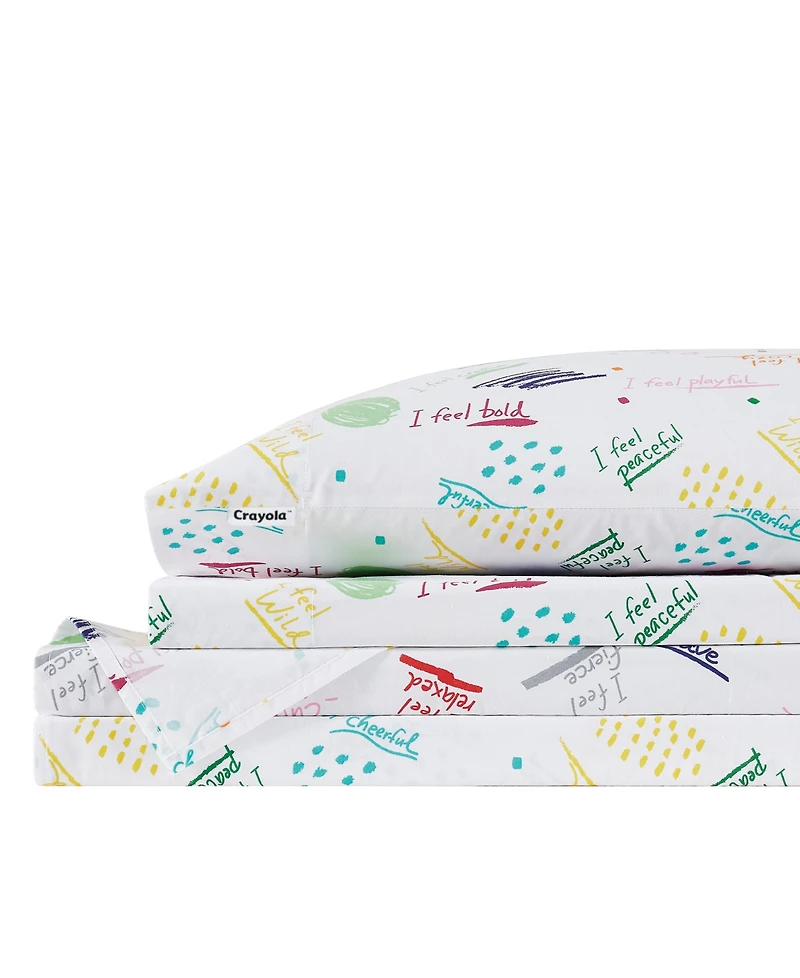 Crayola I Feel 100% Cotton Percale 4-Pc. Sheet Set, Queen