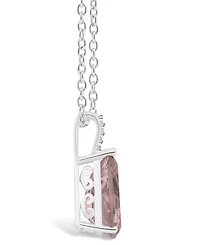 Macy's Women's Rose Quartz (2-3/4 ct.t.w.) and Diamond Accent Pendant Necklace in Sterling Silver