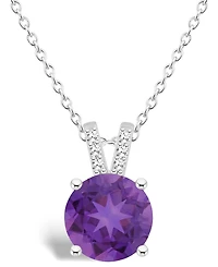 Macy's Women's Amethyst (1-/ ct.t.w.) and Diamond Accent Pendant Necklace in Sterling Silver
