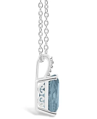Macy's Women's Sky Blue Topaz (4-1/4 ct.t.w.) and Diamond Accent Pendant Necklace in Sterling Silver