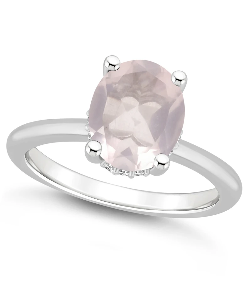 Macy's Women's Rose Quartz (2-1/2 ct.t.w.) and Diamond Accent Ring Sterling Silver