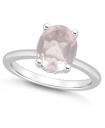 Macy's Women's Rose Quartz (2-1/2 ct.t.w.) and Diamond Accent Ring Sterling Silver