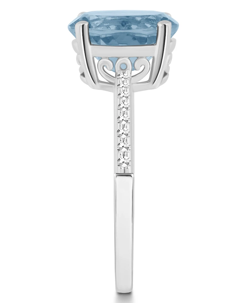 Macy's Women's Sky Blue Topaz (3-3/5 ct.t.w.) and Diamond (1/10 Ring Sterling Silver