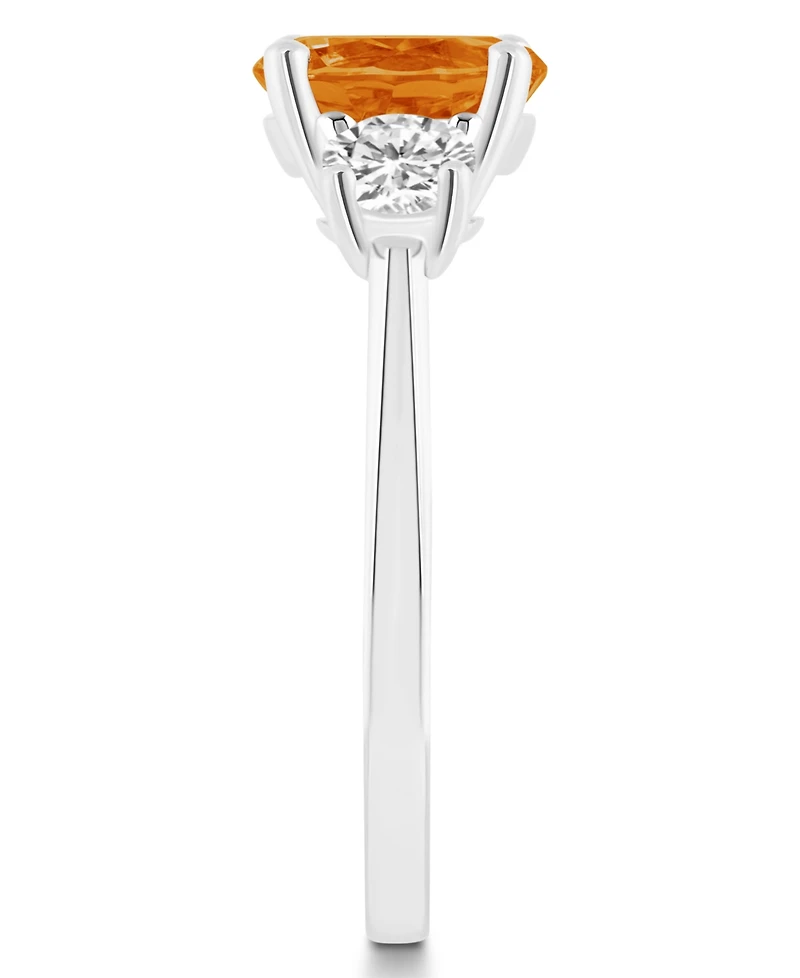 Macy's Women's Citrine (1-3/4 ct.t.w.) and White Topaz (2/3 3-Stone Ring Sterling Silver