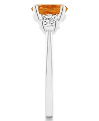Macy's Women's Citrine (1-3/4 ct.t.w.) and White Topaz (2/3 3-Stone Ring Sterling Silver
