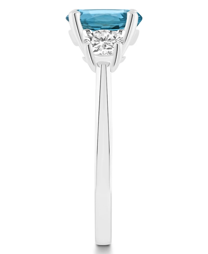 Macy's Women's London Blue Topaz (2-2/5 ct.t.w.) and White (2/3 3-Stone Ring Sterling Silver