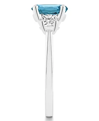 Macy's Women's London Blue Topaz (2-2/5 ct.t.w.) and White (2/3 3-Stone Ring Sterling Silver