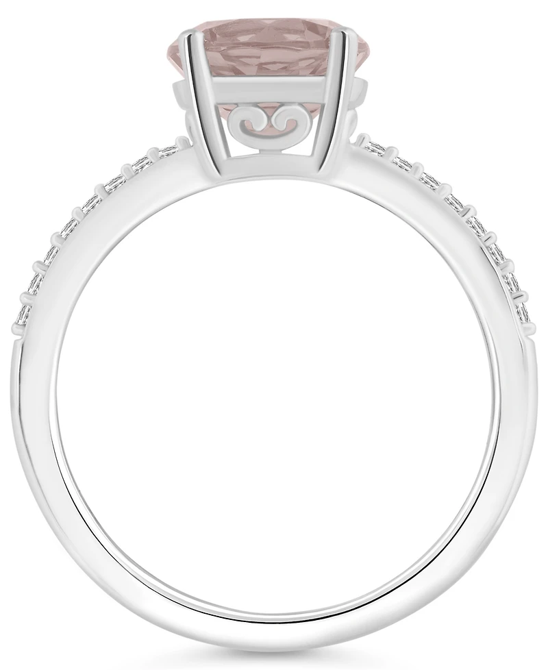 Macy's Women's Rose Quartz (1-/ ct.t.w.) and Diamond (1/10 Ring Sterling Silver