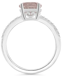 Macy's Women's Rose Quartz (1-/ ct.t.w.) and Diamond (1/10 Ring Sterling Silver