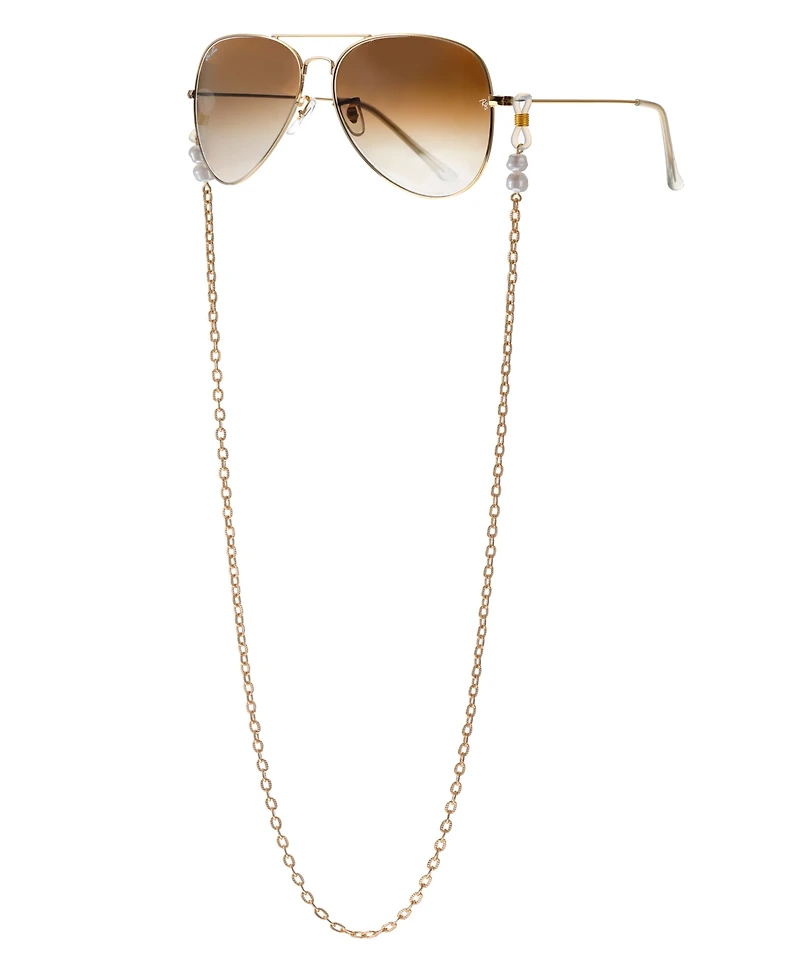Ettika Women's 18k Gold Plated Wide Link Imitation Pearl Glasses Chain