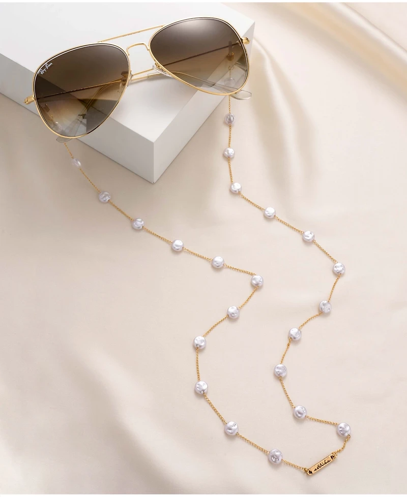 Ettika Women's 18k Gold Plated Mermaid Coin Imitation Pearls Glasses Chain