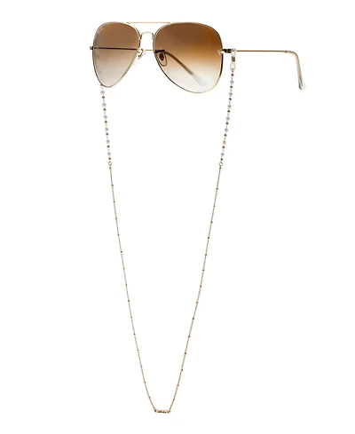 Ettika Women's 18k Gold Plated Dainty Imitation Pearl and Gold Glasses Chain