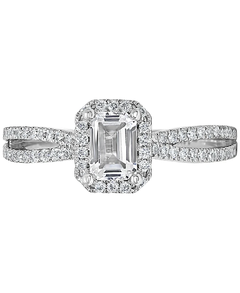 Alethea Certified Diamond Emerald-Cut Engagement Ring (7/8 ct. t.w.) in 14k White Gold featuring diamonds with the De Beers Code of Origin, Created fo