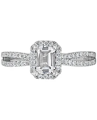 Alethea Certified Diamond Emerald-Cut Engagement Ring (7/8 ct. t.w.) in 14k White Gold featuring diamonds with the De Beers Code of Origin, Created fo