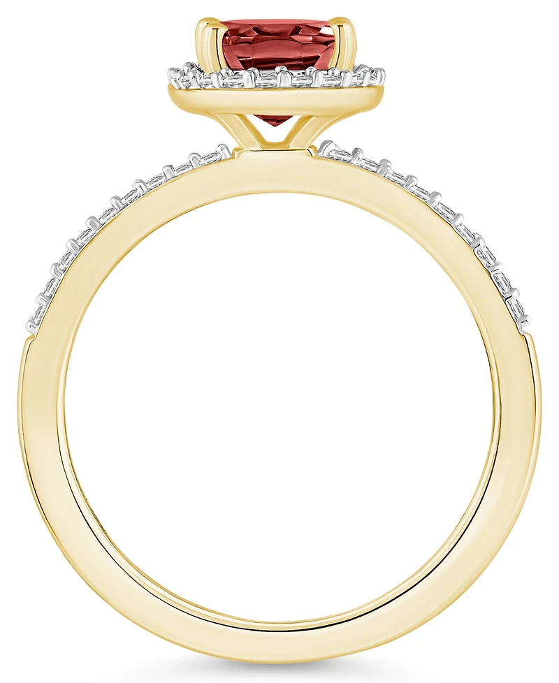 Macy's Garnet (1-1/2 ct. t.w.) and Created Sapphire (1/5 Halo Ring 10K Yellow Gold