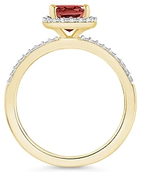 Macy's Garnet (1-1/2 ct. t.w.) and Created Sapphire (1/5 Halo Ring 10K Yellow Gold