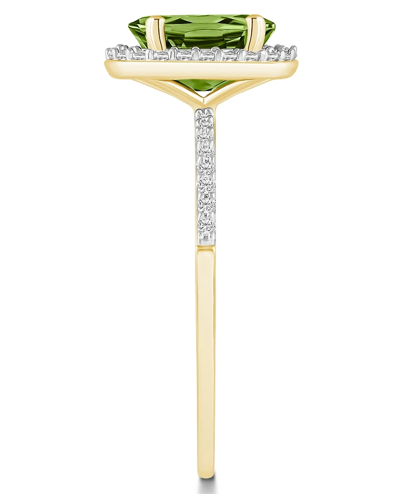 Macy's Peridot (1-1/3 ct. t.w.) and Lab-Grown Sapphire (1/5 Halo Ring 10K Yellow Gold