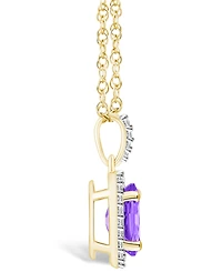 Macy's Amethyst (1-1/5 ct. t.w.) and Lab Grown Sapphire (1/6 ct. t.w.) Halo Pendant Necklace in 10K Yellow Gold