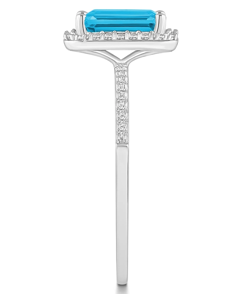 Blue Topaz (2 ct. t.w.) and Lab-Grown Sapphire (1/4 Halo Ring 10K White Gold