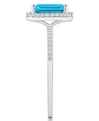 Blue Topaz (2 ct. t.w.) and Lab-Grown Sapphire (1/4 Halo Ring 10K White Gold