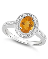 Macy's Citrine (1-1/5 ct. t.w.) and Diamond (1/5 Halo Ring Sterling Silver