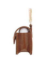Anne Klein Women's Honey Brown Faux Leather Case with Spring Clip designed for AirPods Pro