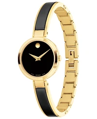 Movado Women's Moda Swiss Quartz Ceramic Yellow Pvd Bangle Watch 24mm