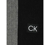Calvin Klein Men's Thick Wool Blend Side Stripe Logo Scarf
