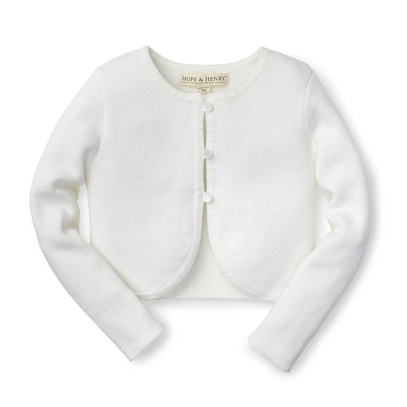 Hope & Henry Girls Cropped Curved Hem Cardigan