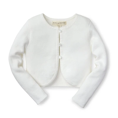 Hope & Henry Girls Cropped Curved Hem Cardigan