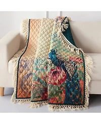 Greenland Home Fashions Eden Peacock Fringed Throw, 50" x 60"