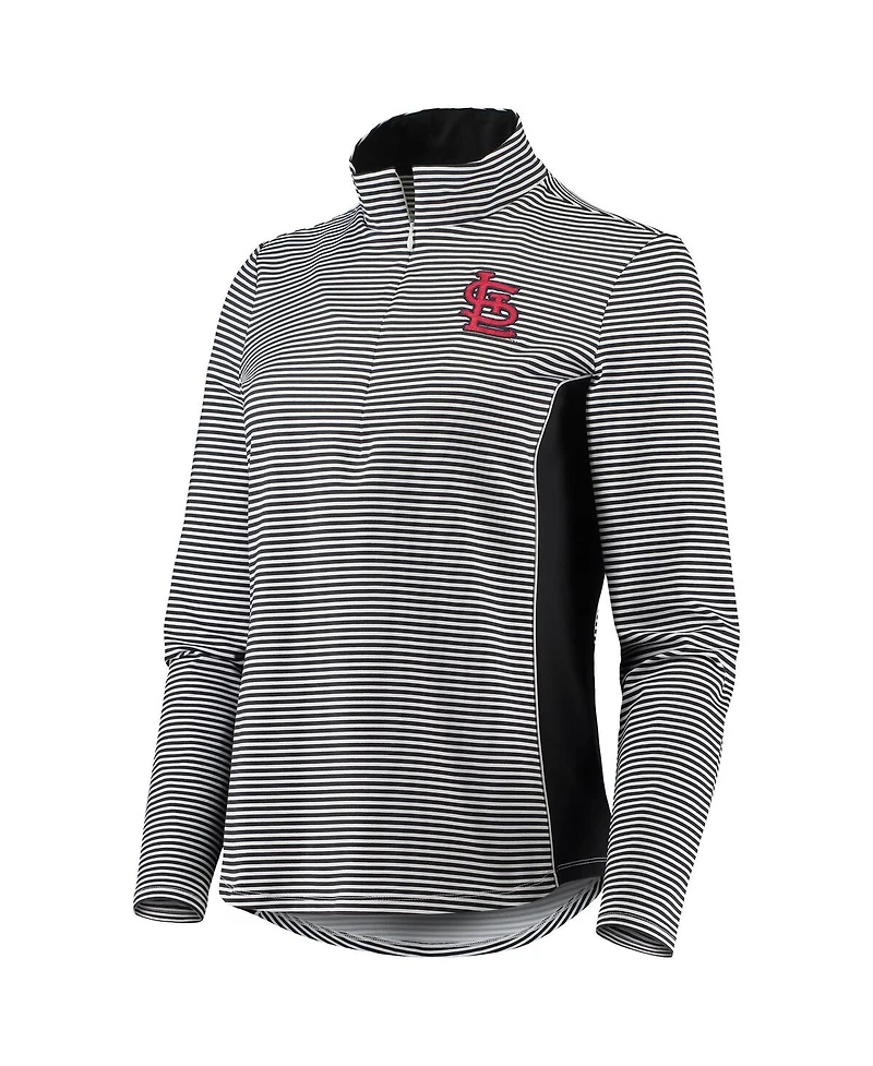 Women's Tommy Bahama Black St. Louis Cardinals Aubrey Stripe Block IslandZone Half-Zip Jacket