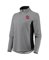 Women's Tommy Bahama Black St. Louis Cardinals Aubrey Stripe Block IslandZone Half-Zip Jacket