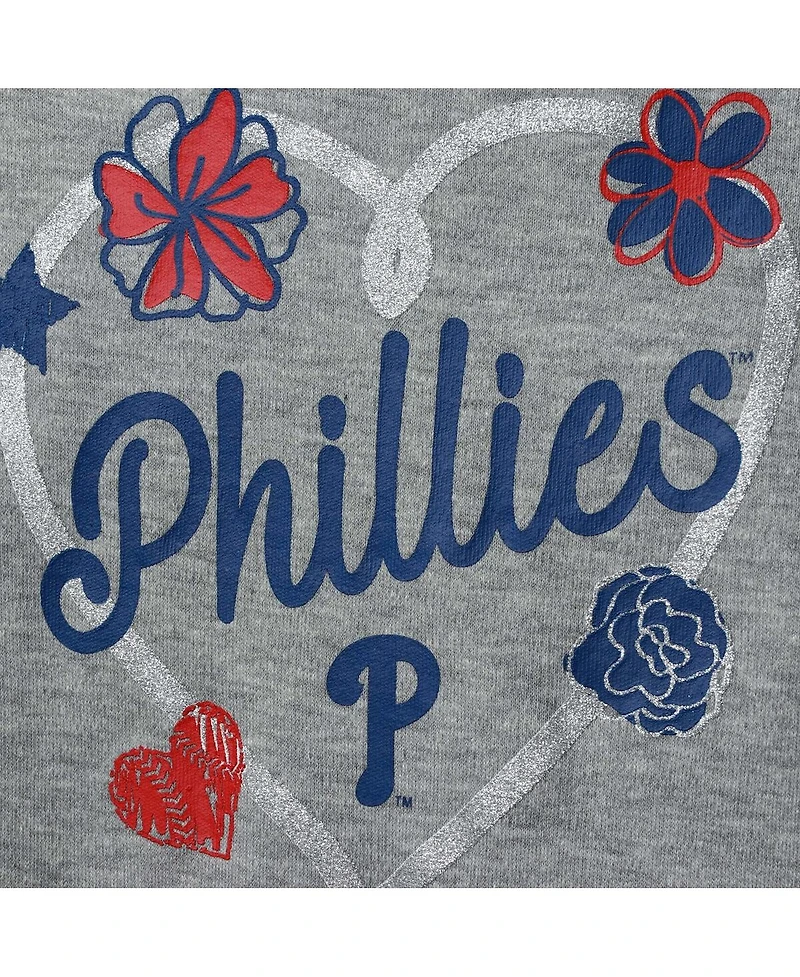 Girls Newborn and Infant Red, Royal, Heathered Gray Philadelphia Phillies 3-Pack Batter Up Bodysuit Set