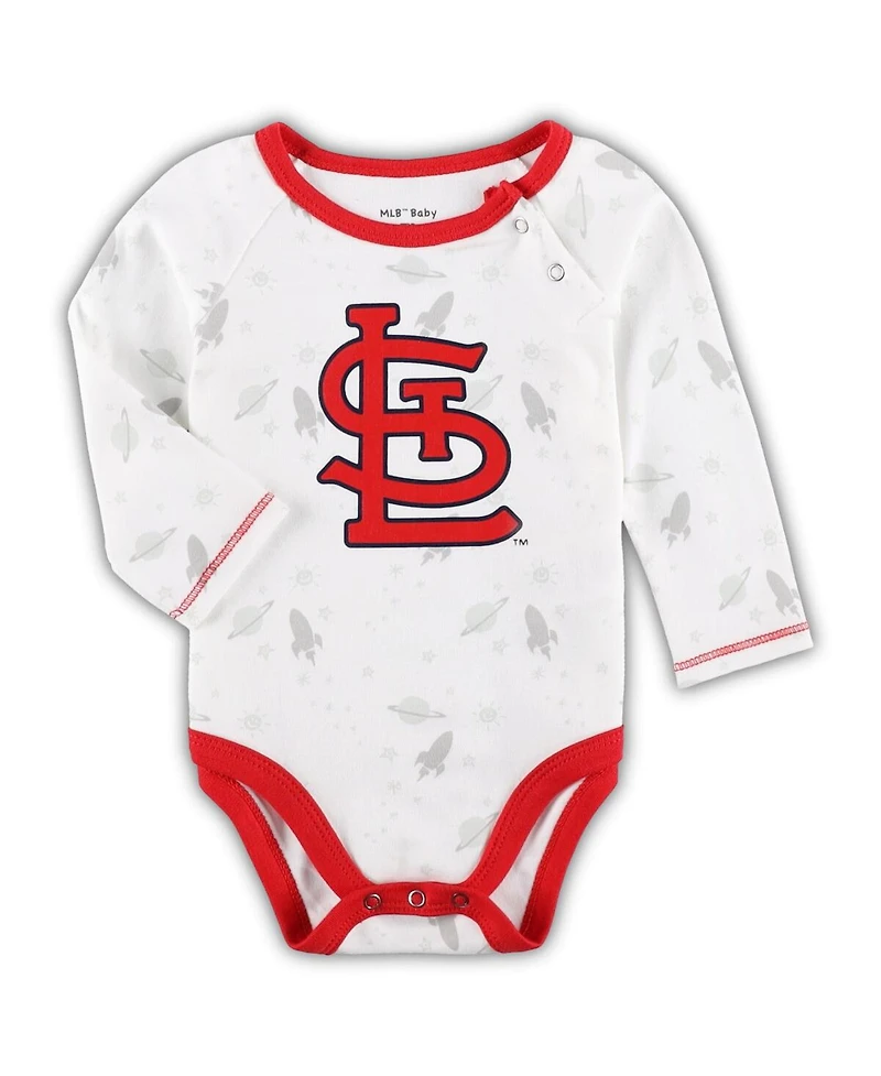 Newborn and Infant Boys and Girls Red, White St. Louis Cardinals Dream Team Bodysuit Hat and Footed Pants Set