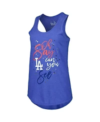 Women's Touch Royal Los Angeles Dodgers Americana Tri-Blend Racerback Tank Top