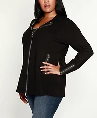 Belldini Plus Black Label Collared Sweater Jacket