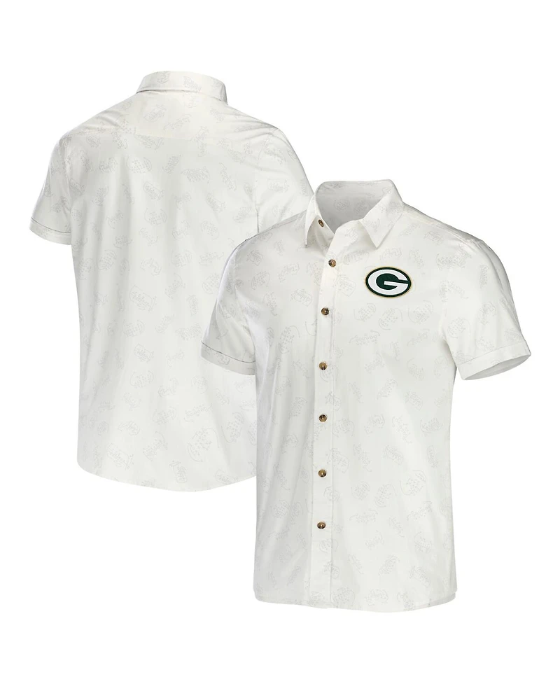 Men's Nfl x Darius Rucker Collection by Fanatics White Green Bay Packers Woven Button-Up T-shirt
