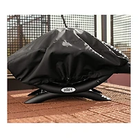 Weber Q1200 Liquid Propane Grill (Titanium) With Grill Cover