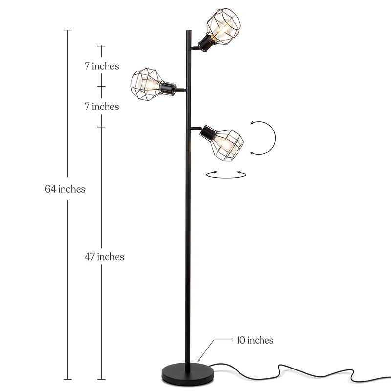 Brightech Robin 64" Led Tree Floor Lamp with Metal Cage Shades