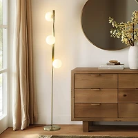 Nola Contemporary Twist Gold Led Floor Lamp with Globe Shades (60")