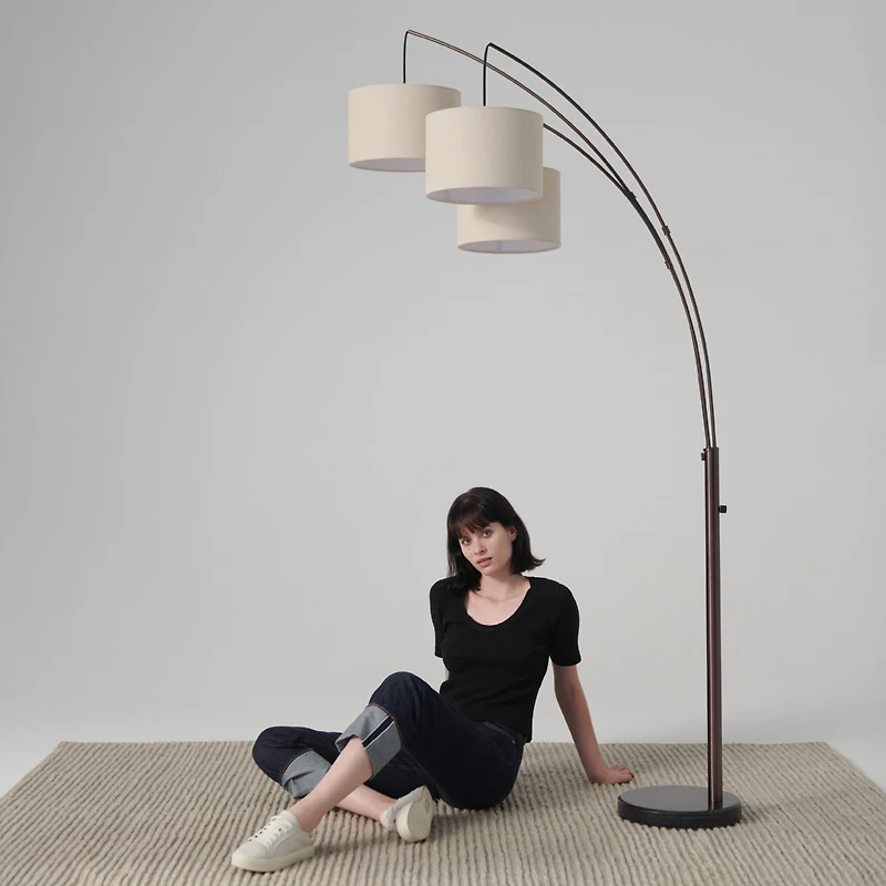 Trilage 84" Led Contemporary Arc Floor Lamp with Marble Base, Bulbs Included