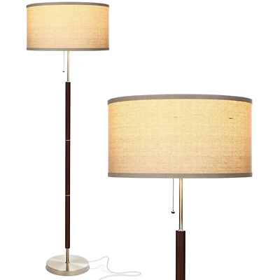 Carter 65" Led Classic Floor Lamp with Walnut Wood Finish