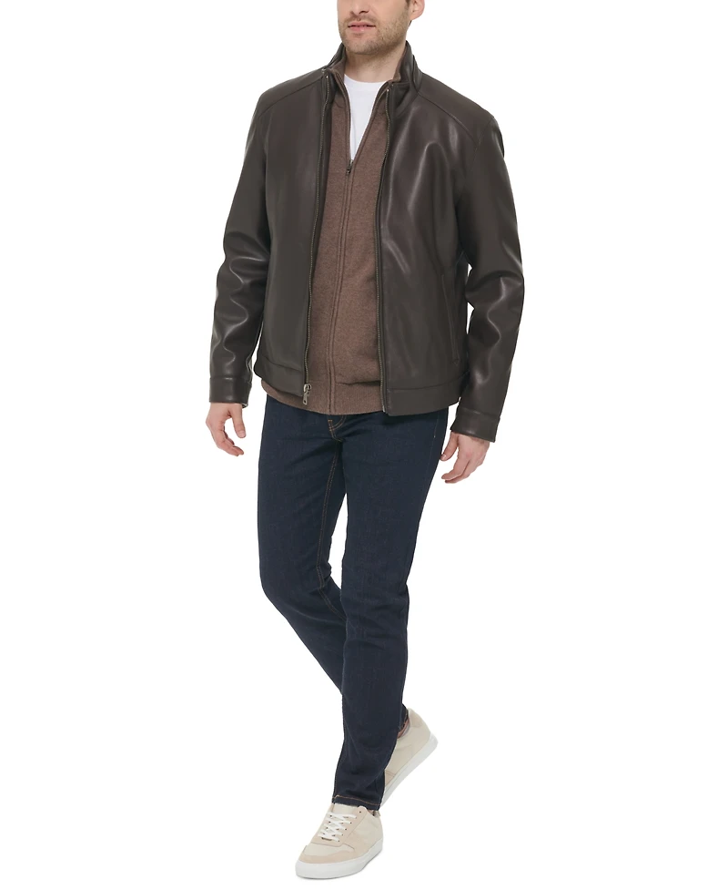 Cole Haan Men's Faux-Leather Motto Jacket