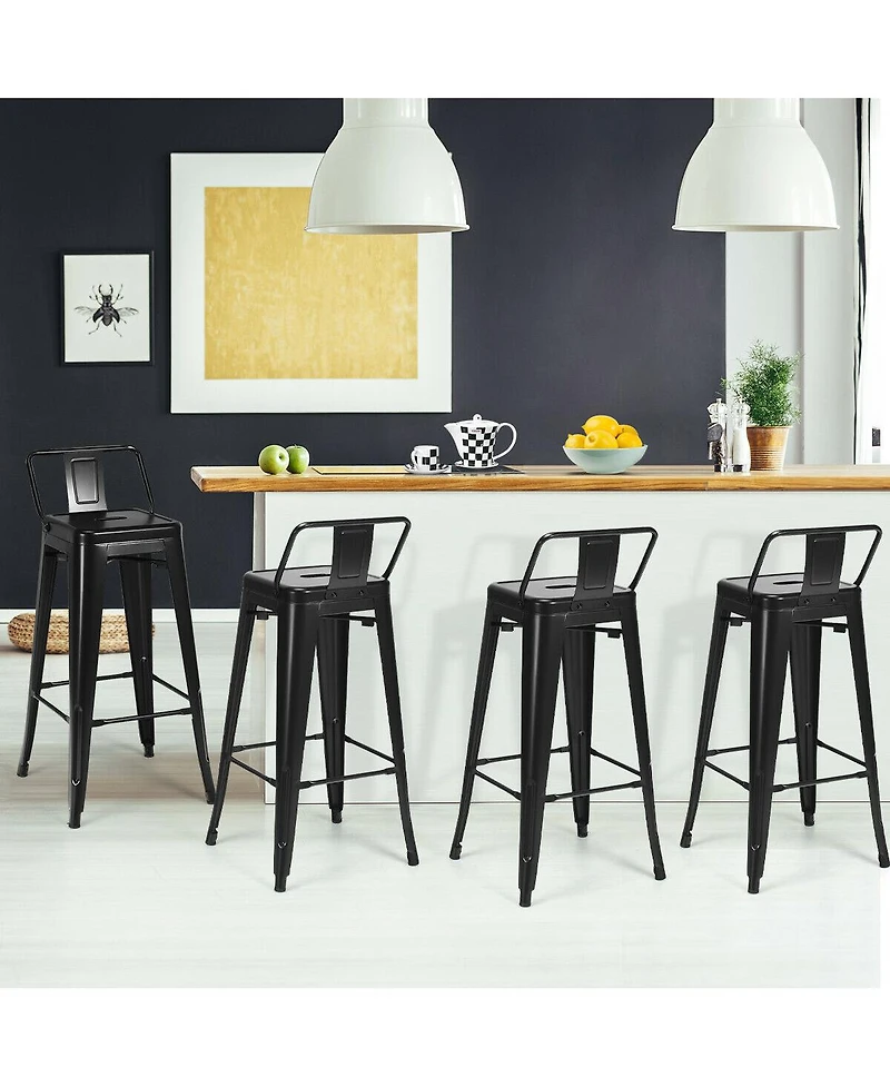 Set of 4 Metal Bar Stools 30'' Height Barstools Industrial