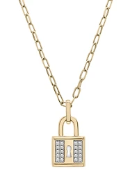 Wrapped Diamond Padlock 18" Pendant Necklace (1/6 ct. t.w.) in 14k Gold-Plated Sterling Silver, Created for Macy's