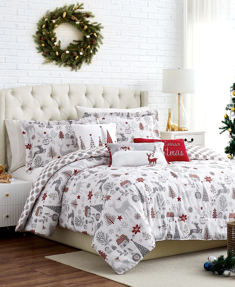 Southshore Fine Linens Holly Jolly Lane Reversible 6-Pc. Comforter Set